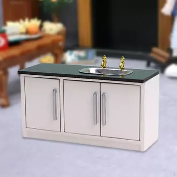 1:12 Кукольный домик Кухонная Раковина Реалистичная Миниатюрная Раковина Украшения Шкаф для Style D