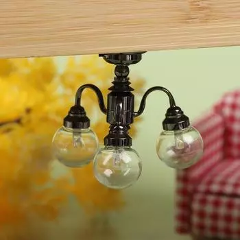 1:12 Кукольный домик Мини 3-х ламповый потолочный светильник Люстра Светодиодная лампа Настенный светильник Декор Игрушка