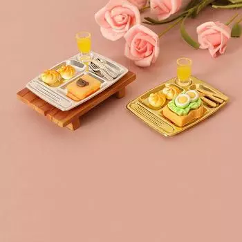 1/12 кукольный домик Мини Хлеб Гамбургер Сок Набор Кукольный домик Моделирование Завтрак Еда Декор Кукольный дом Кухня Ролевые игры Игрушки