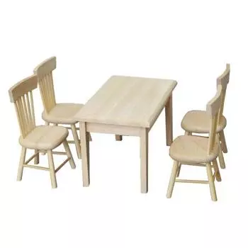 1/12 кукольный домик, мини-имитация деревянного стола, стула, мебели, модель сцены, орнамент 1 Table + 4 Chairs