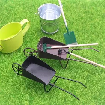 1/12 кукольный домик мини металлическая тачка кукольный домик фея садовая мебель аксессуары кукольный домик фермерский инструмент украшения темно-коричневого