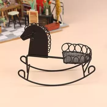 1/12 кукольный домик Мини металлический качалка кресло лошадка кукольный домик детская комната мебель декор кукольный домик домашний аксессуар ролевые игры игрушка чёрный