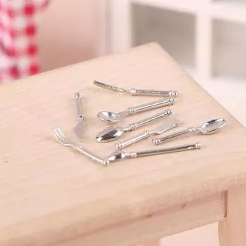 1/12 кукольный домик Мини нож вилка ложка набор кукольный домик западная еда столовые приборы наборы кукольный домик кухонный декор аксессуары one size