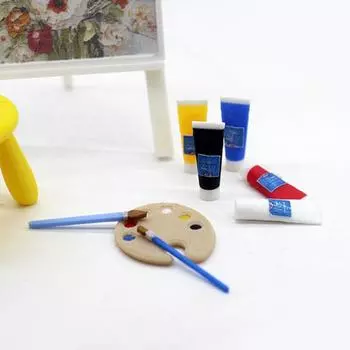 1/12 кукольный домик мини пигмент тюбик кисть палитра модель кукольный домик комната для рисования художественные принадлежности украшения кукольный дом аксессуары