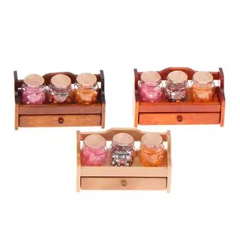 1/12 Кукольный домик Мини Стеллаж для хранения банок Стеллаж для кукольного домика Мини Кухня Украшения Кукольный домик Декор Сцена Аксессуары