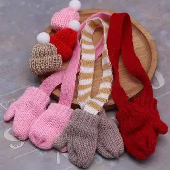 1/12 кукольный домик, мини-вязаный шарф ручной работы, перчатки для кукол, рождественская одежда, наряд для кукольного домика «сделай сам», миниатюрная сцена, реквизит, модель A7