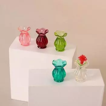 1:12 кукольный домик, миниатюрная цветная прозрачная ваза, цветочная композиция, бутылка, пустая ваза для макраме, декор для дома и сада прозрачный