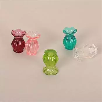 1:12 кукольный домик, миниатюрная цветная прозрачная ваза, цветочная композиция, бутылка, пустая ваза для макраме, декор для дома и сада прозрачный