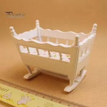 1/12 кукольный домик миниатюрная деревянная кроватка детская колыбель модель мебельный аксессуар