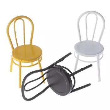 1/12 кукольный домик, миниатюрная мебель, металлический стул, аксессуары для кукольного дома белый