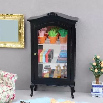 1/12 кукольный домик, миниатюрная мебель, шкаф, книжный шкаф, хранилище ювелирных изделий, модель «сделай сам», декор сцены, аксессуары для кукольного дома, игрушки для детей, подарки на день рождения чёрный