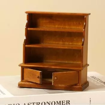 1:12 Кукольный домик Миниатюрная мебель Деревянный книжный шкаф Игрушечный шкаф ручной работы Полка из черного дерева Многослойная мини-книжная полка Набор аксессуаров для декора кукольного дома эбеновый
