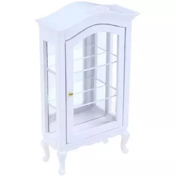 1:12 Кукольный домик Миниатюрная мебель Белый деревянный витрина Шкаф-витрина