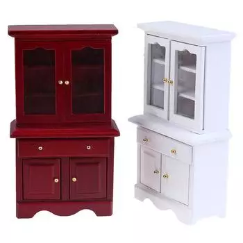 1/12 кукольный домик, миниатюрная мебель, многофункциональный деревянный шкаф, книжный шкаф, модель игрушки белый