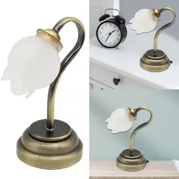 1/12 Кукольный домик Миниатюрная светодиодная настольная лампа с цветочным абажуром Элегантный настольный светильник Кукольный домик Мебель Декор Аксессуар