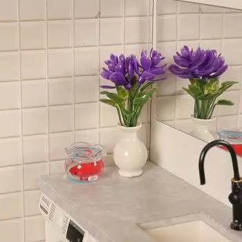 1:12 кукольный домик миниатюрная ваза горшечные растения цветочный горшок бонсай модель сад домашний декор игрушка кукольный дом аксессуары светло-фиолетовый