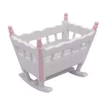 1:12 Кукольный домик Миниатюрные куклы Мебель Белая деревянная детская кровать Детские игрушки Деревянная детская кроватка Детская кроватка 1PCS
