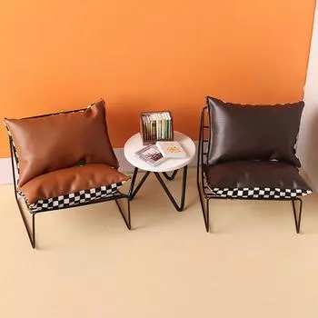 1:12 кукольный домик, миниатюрный диван, стул, табурет, мебель, домашний декор, игрушка коричневый