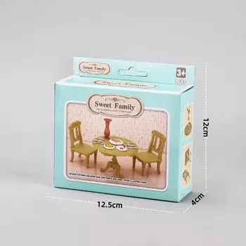 1/12 кукольный домик миниатюрный двойной стол стул круглый стол набор мебели деревянный обеденный стол стул имитация кукольный домик модель игрушки one size