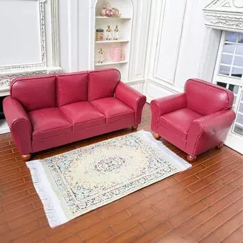 1/12 кукольный домик миниатюрный кожаный диван кресло модель кукольный домик диван гостиная мебель декор игрушка микро сцена строительство реквизит