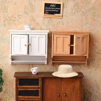 1/12 Кукольный домик Миниатюрный настенный шкаф Шкаф Полки Модель Кукольный Дом Шкафы Мебель Декор Игрушка Кукольный Дом Аксессуары