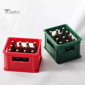 1:12 Кукольный домик Модель пива Изысканная декоративная смоляная имитация модели коробки для пивных напитков для детей красный