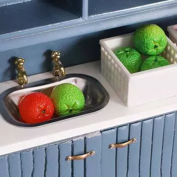 1/12 Кукольный домик Моделирование Фруктовый Апельсин С Корзиной Набор Кукольный Дом Миниатюрная Кухня Еда Украшения Ролевые Игры Игрушки