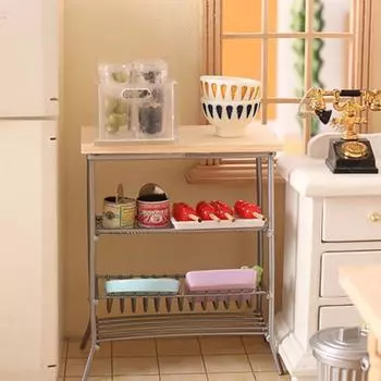 1:12 Кукольный домик Моделирование Мини Кухня Железный Дисплей Полка Для Детей Diy Play белый