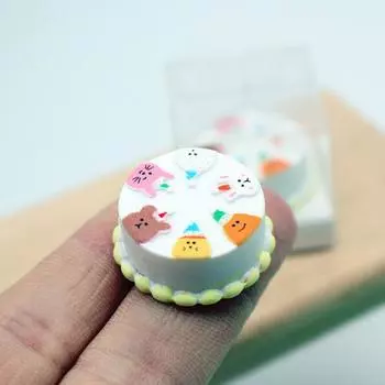 1/12 кукольный домик мультяшный торт с прозрачной коробкой модель кукольного домика мини-симуляция десерт украшения кукольный домик еда аксессуары one size