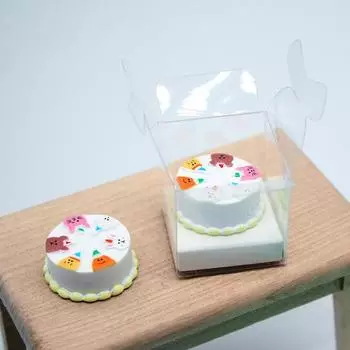 1/12 кукольный домик мультяшный торт с прозрачной коробкой модель кукольного домика мини-симуляция десерт украшения кукольный домик еда аксессуары one size