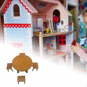 1/12 Кукольный Домик Обеденный Стол Стул Модель Набор Аксессуаров Миниатюрная Мебель для Сказочного Сада Coffee