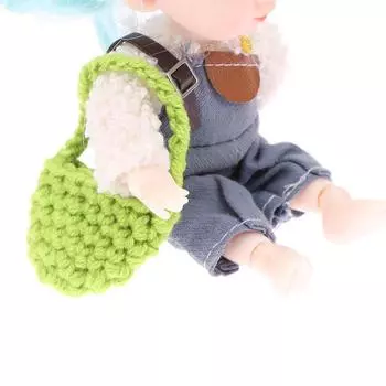 1/12 кукольный домик плетеная плюшевая сумка через плечо кукольный домик мини сумка через плечо сумка для кукол нарядные аксессуары белый