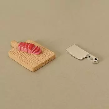 1/12 кукольный домик разделочная доска для мяса кухонный нож набор кукольный домик миниатюрное украшение для кухни кукольный домик аксессуары для дома серебряный