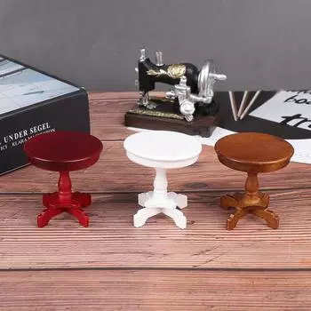 1/12 кукольный домик сад/комната декор деревянный миниатюрный круглый журнальный столик детские игрушки белый