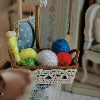 1/12 кукольный домик шерстяная пряжа в корзине миниатюрная швейная модель дома сцена, гостиная, кукольный домик коричневый