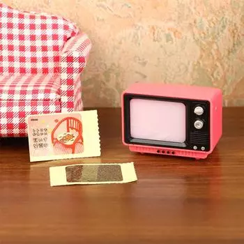 1/12 Кукольный домик Симуляция Винтажный Светящийся Модель Телевизора Мебель для кукольного домика Украшение Игрушка Кукольный домик Гостиная Украшения as the picture