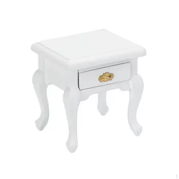 1/12 Кукольный домик Современная прикроватная тумбочка, тумбочка, прикроватный столик, деревянные игрушки для кукольного домика Миниатюра 5.8x4.2x5.5cm_White