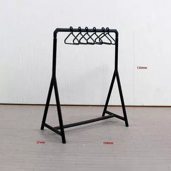 1/12 Кукольный домик Стойка для одежды с вешалками Аксессуары для кукол Украшения Ручная работа Мини Модель для чёрный