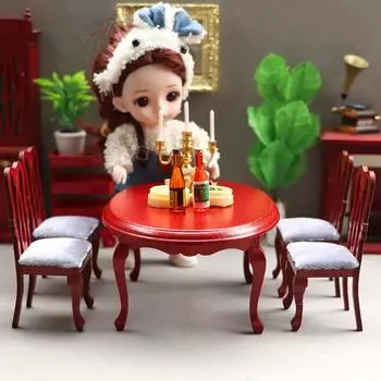 1/12 кукольный домик стол стул набор кукольный дом миниатюрная мебель декор кукольный дом гостиная сцена строительство Prprops
