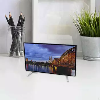 1/12 Кукольный домик Телевизор Миниатюрный ТВ Декор с Подставкой Имитация Бытовой Техники 5.9cmx3.3cm