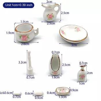 1:12 Кукольный домик Ванная комната Фарфор Керамика Мебель Комплект Кукольный домик Миниатюрный домашний декор Игрушка Микро Сцена Строительные украшения
