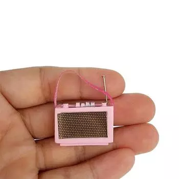1/12 Кукольный домик Винтажная Мини Портативная Модель Радио Декор Аксессуары для Кукольного Дома Украшение Домашней Сцены Игрушки Подарки для Детей розовый