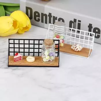 1:12 Кукольный домик в скандинавском стиле Миниатюрная кухонная настенная полка для хранения мебели белый