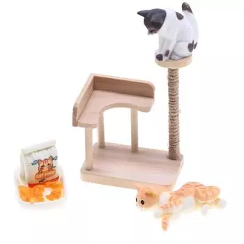 1:12 кукольный мини-деревянный домик для домашних животных, кошка, дерево, башня, игрушки, стойка для скалолазания для кукольного домика, миниатюрная мебель, декор, аксессуары