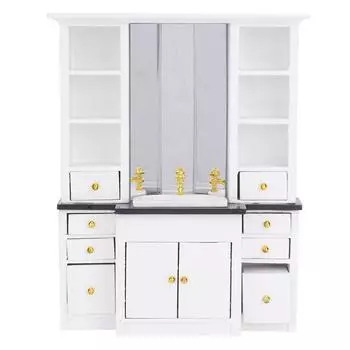 1/12 Кукольный Миниатюрный Шкафчик Для Раковины Миниатюрная Мебель Для Ванной Комнаты Украшения Кухни Белый белый