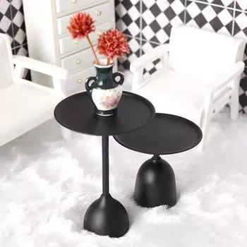 1:12 Кукольный Миниатюрный Железный Стол Круглый Чайный Столик Имитация Журнального Столика Модель Кухни Гостиная Мебель Декор Игрушка