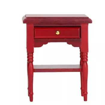 1:12 Кукольный прикроватный столик Деревянный миниатюрный ночной столик Мебель Аксессуары Цвет красного дерева