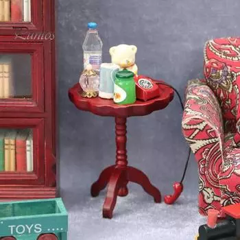 1:12 кукольный столик прочный несущий штатив поддержка устойчивый к трещинам высокий уменьшающий волнистый край миниатюрный игрушечный столик миниатюрная модель здания красный