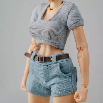 1/12 масштаб экшн-фигурки одежда футболка шорты комплект с поясом модные кукольные декорации наряды для style A