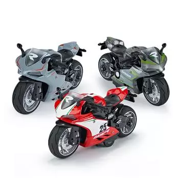 1/12 масштаб Ducati, литая под давлением модель мотоцикла, игрушка, игрушка с откатом со звуком и светом для детей, коллекция подарков для мальчиков и девочек 1/12-15x8x7.5cm красный